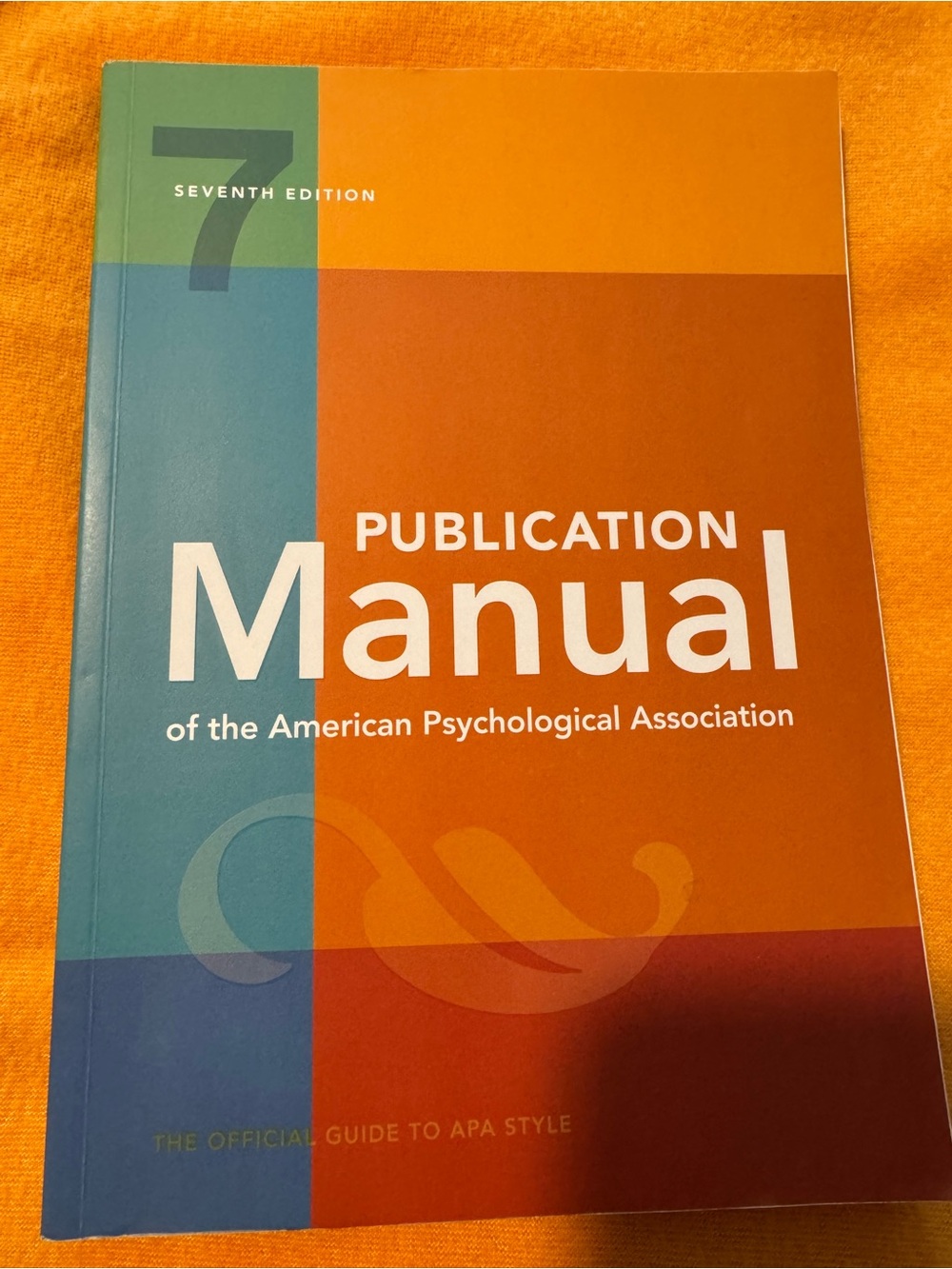 APA Manual, 7th edition 

Like new